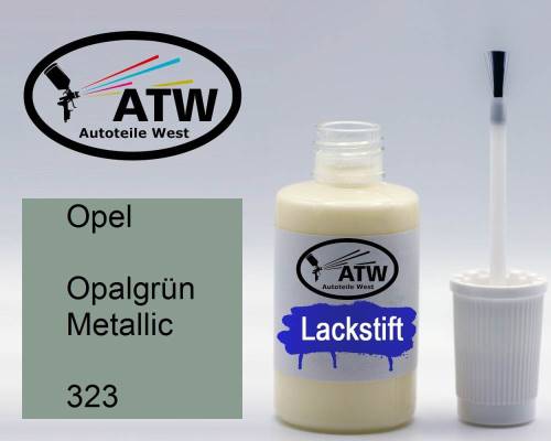 Opel, Opalgrün Metallic, 323: 20ml Lackstift, von ATW Autoteile West.